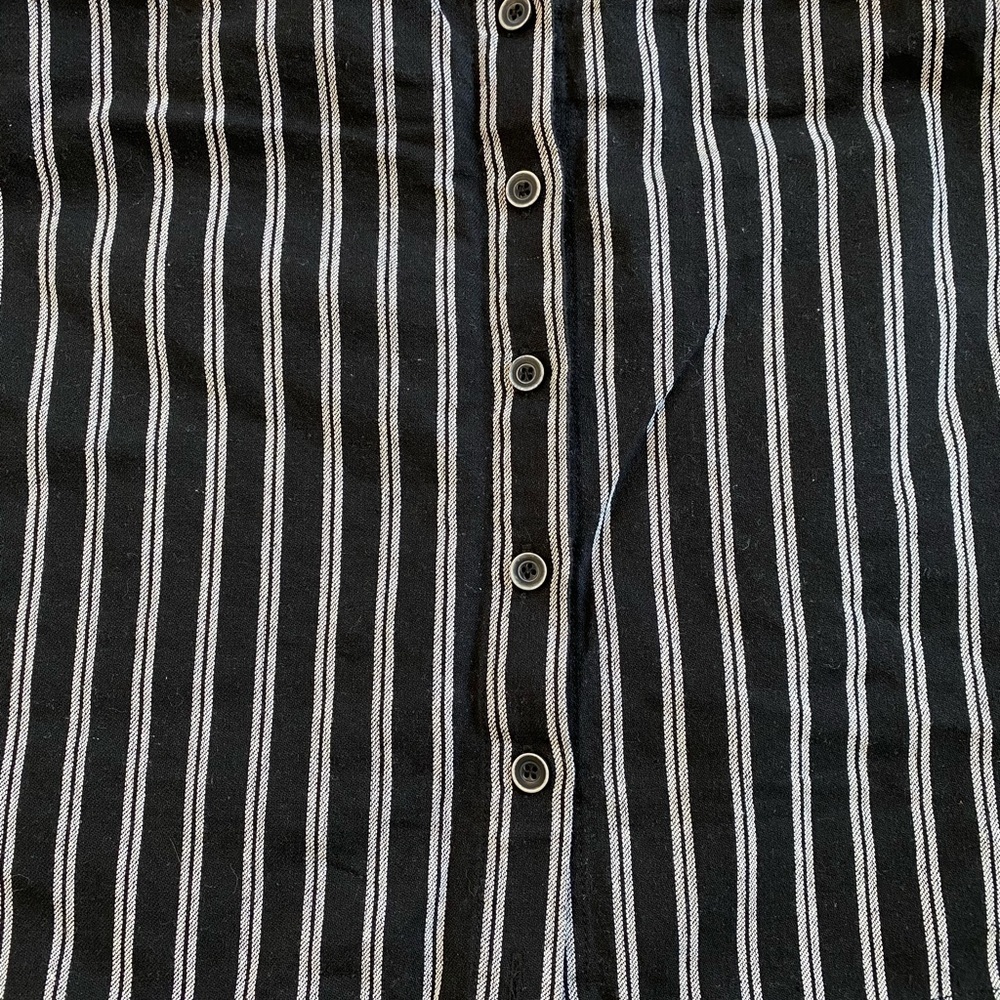 Ivy & Main Black White Vertical Stripe Button Front Mini Skirt Size S Retro Chic - Picture 4 of 7